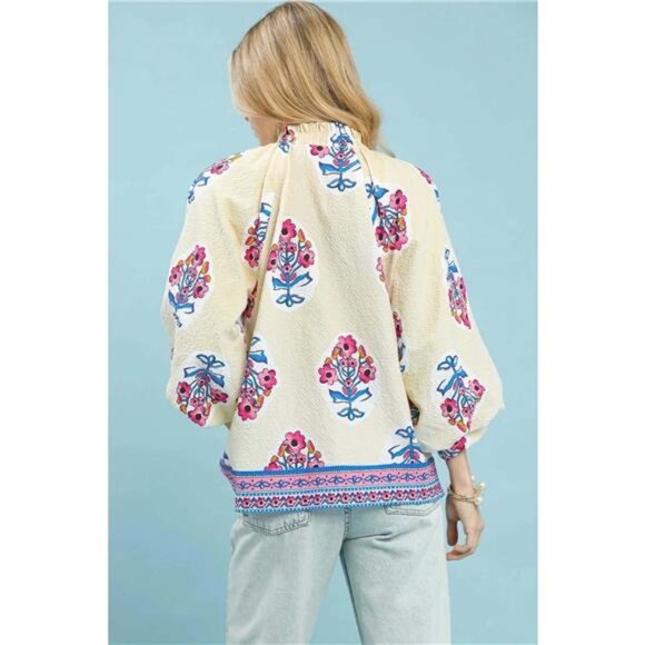 Umgee Boho Floral Print Tunic Blouse - Picture 3 of 5